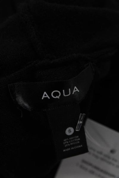 Aqua Womens Long Sleeves Pullover Hooded Sweater Black Cotton Size Small