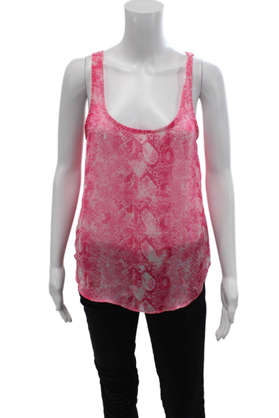 Aqua Womens Snakeskin Print Sleeveless Tank Top Pink White Size Small