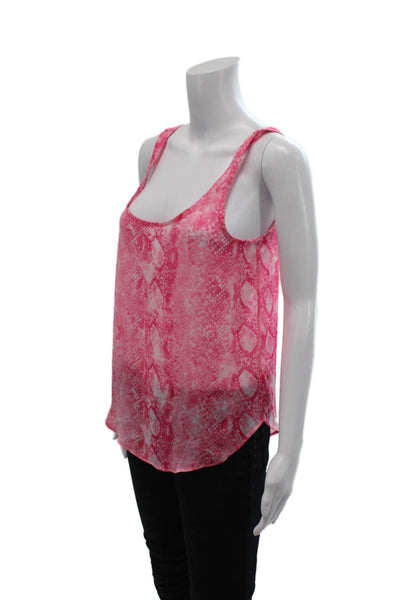 Aqua Womens Snakeskin Print Sleeveless Tank Top Pink White Size Small