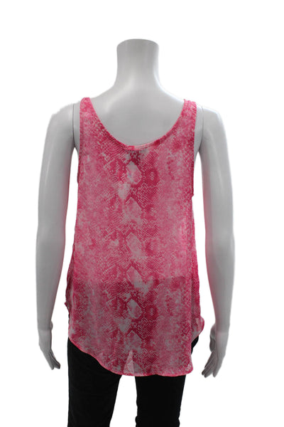 Aqua Womens Snakeskin Print Sleeveless Tank Top Pink White Size Small