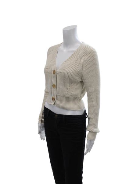 Z Supply Womens Long Sleeves Button Down Cardigan Sweater White Size Small