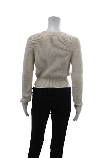 Z Supply Womens Long Sleeves Button Down Cardigan Sweater White Size Small