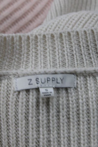 Z Supply Womens Long Sleeves Button Down Cardigan Sweater White Size Small