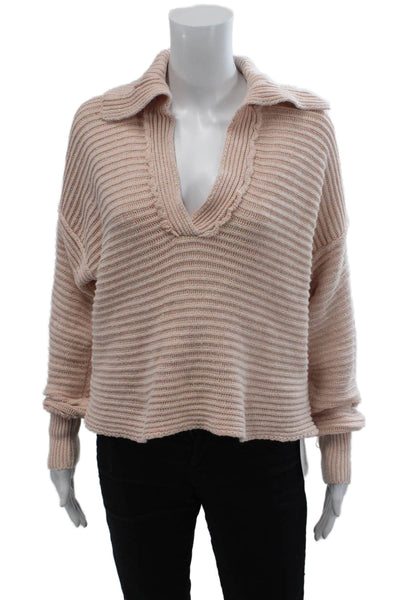 Free People Womens Long Sleeves Turtleneck Sweater Pink Cotton Size Extra Small