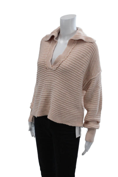 Free People Womens Long Sleeves Turtleneck Sweater Pink Cotton Size Extra Small