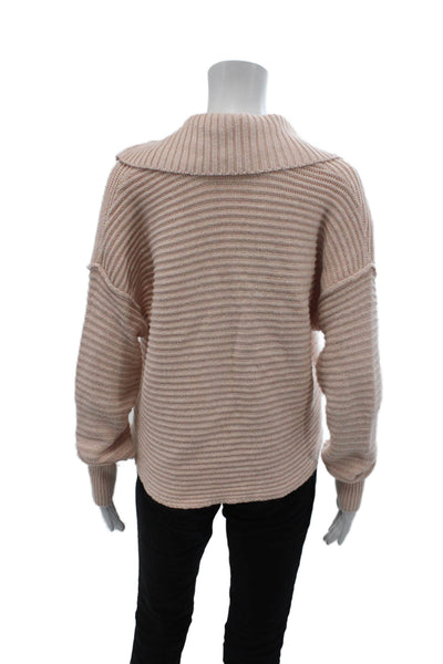 Free People Womens Long Sleeves Turtleneck Sweater Pink Cotton Size Extra Small