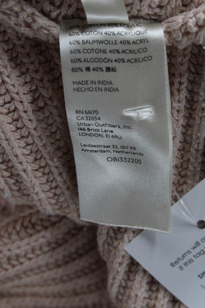 Free People Womens Long Sleeves Turtleneck Sweater Pink Cotton Size Extra Small