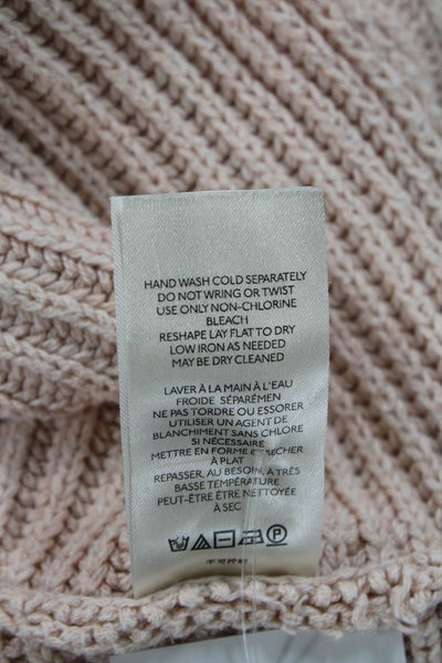 Free People Womens Long Sleeves Turtleneck Sweater Pink Cotton Size Extra Small