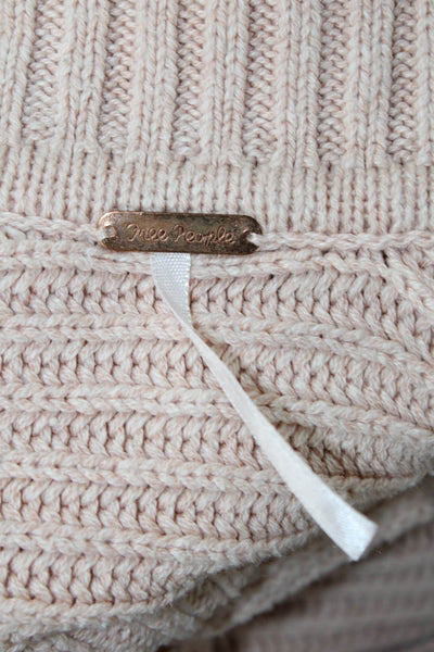 Free People Womens Long Sleeves Turtleneck Sweater Pink Cotton Size Extra Small
