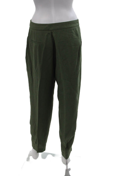 Zara Womens Pleated Detail Pocketed Tapered Leg Pants Green Size M