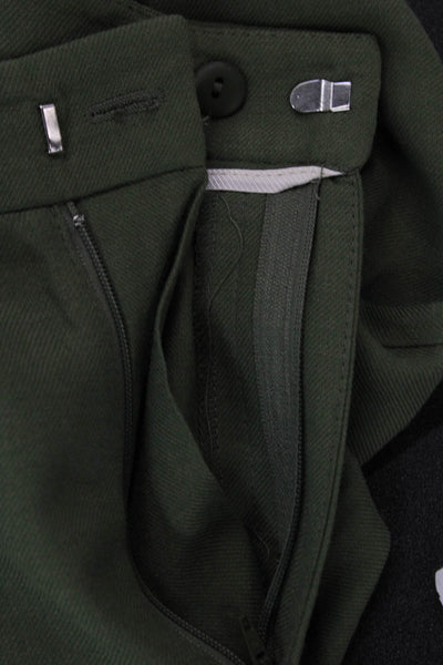 Zara Womens Pleated Detail Pocketed Tapered Leg Pants Green Size M