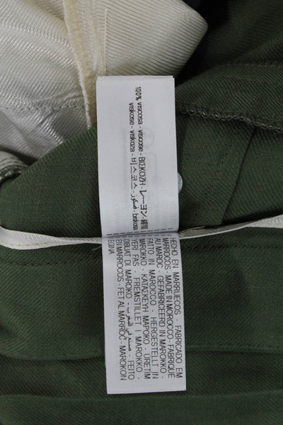 Zara Womens Pleated Detail Pocketed Tapered Leg Pants Green Size M