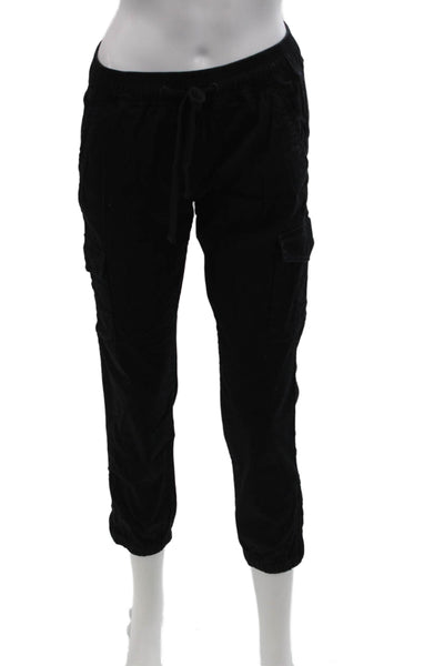 Sanctuary Womens Cotton High Rise Drawstring Cuff Ankle Jogger Pants Black Sz XS