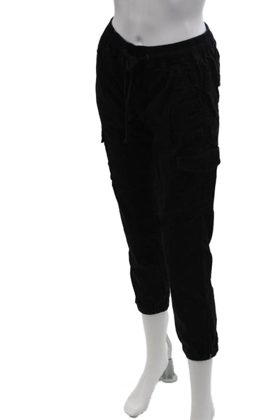 Sanctuary Womens Cotton High Rise Drawstring Cuff Ankle Jogger Pants Black Sz XS