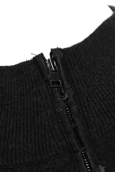 Vince Womens Crew Neck Zip Detail Long Sleeve Sweater Top Gray Size XXS