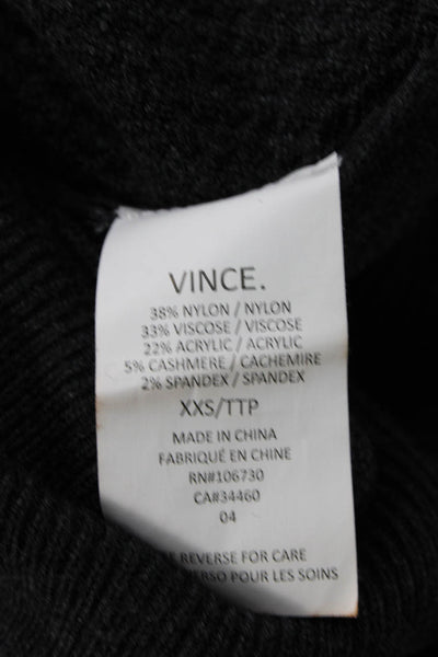 Vince Womens Crew Neck Zip Detail Long Sleeve Sweater Top Gray Size XXS