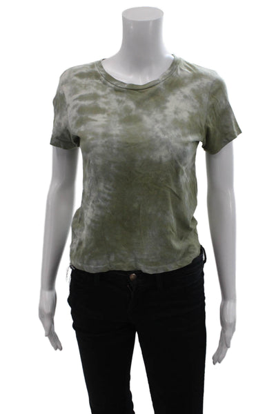 Agolde Womens Cotton Tie Dye Crew Neck Short Sleeve Tee Top Green Size XS
