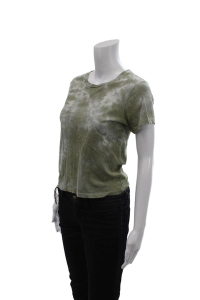 Agolde Womens Cotton Tie Dye Crew Neck Short Sleeve Tee Top Green Size XS