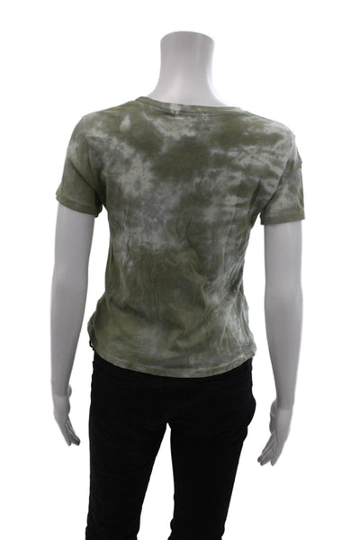 Agolde Womens Cotton Tie Dye Crew Neck Short Sleeve Tee Top Green Size XS