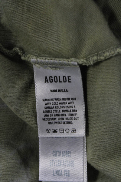 Agolde Womens Cotton Tie Dye Crew Neck Short Sleeve Tee Top Green Size XS