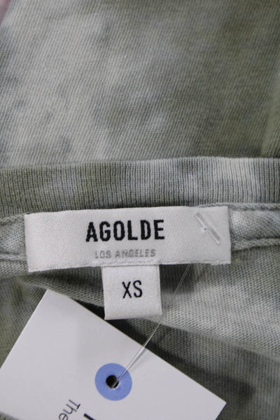Agolde Womens Cotton Tie Dye Crew Neck Short Sleeve Tee Top Green Size XS