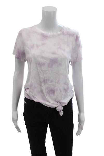Sanctuary Womens Cotton Tie Dye Tie Front Short Sleeve Tee Top Purple Size XS