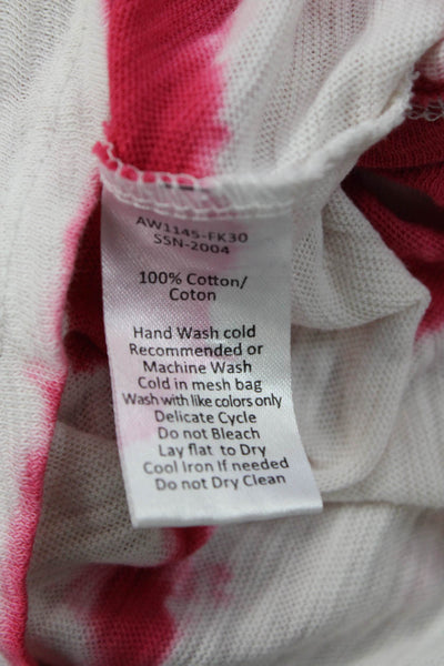 ATM Womens Cotton Tie Dye Crew Neck Short Sleeve Tee Top White Red Size XS