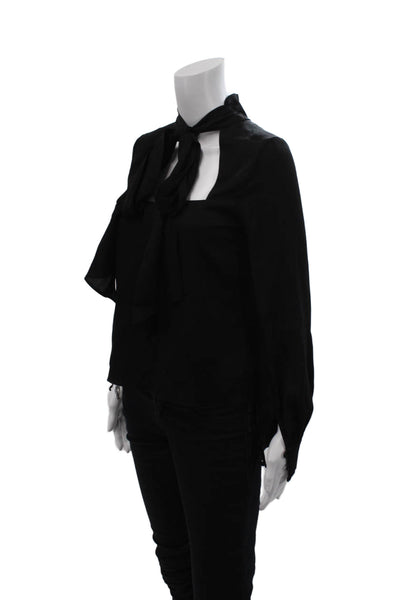 Milly Womens Tie Back Cut Out Long Sleeve Blouse Top Black Size 0