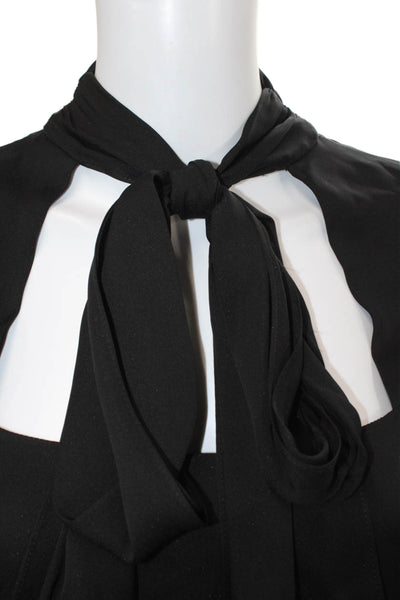 Milly Womens Tie Back Cut Out Long Sleeve Blouse Top Black Size 0