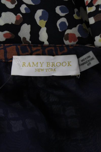 Ramy Brook Womens Printed V-neck Long Sleeve Blouse Top Multicolor Size XS