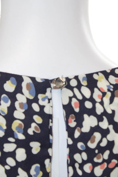 Tyche Womens Printed Tie Front Cut Out Front Sleeveless Blouse Top Navy Size S