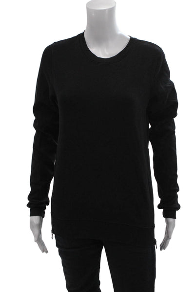 Cotton Citizen Womens Cotton Crew Neck Zippered Detail Top Black Size S