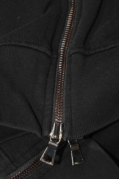 Cotton Citizen Womens Cotton Crew Neck Zippered Detail Top Black Size S