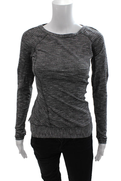 Lululemon Womens Crew Neck Long Sleeve Striped Top Gray Size S