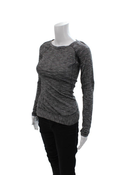 Lululemon Womens Crew Neck Long Sleeve Striped Top Gray Size S