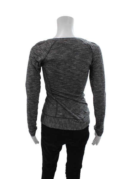 Lululemon Womens Crew Neck Long Sleeve Striped Top Gray Size S
