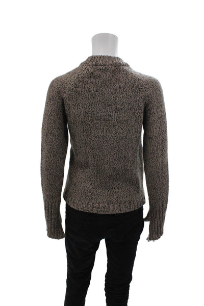 Zara Womens Knitted Crew Neck Flecked Button Detail Sweater Gray Size S