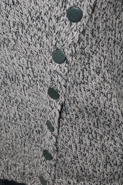 Zara Womens Knitted Crew Neck Flecked Button Detail Sweater Gray Size S
