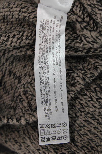 Zara Womens Knitted Crew Neck Flecked Button Detail Sweater Gray Size S