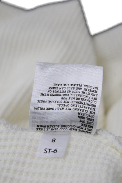 Uniqlo Womens Cotton Waffle Knit Long Sleeve Crew Neck Top White Size XS