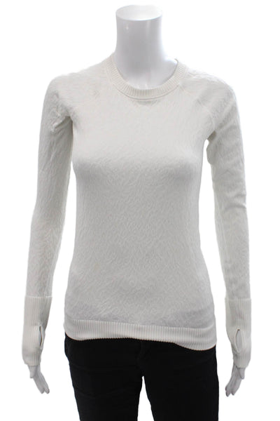 Lululemon Womens Crew Neck Long Sleeve Casual Athletic Top White Size S
