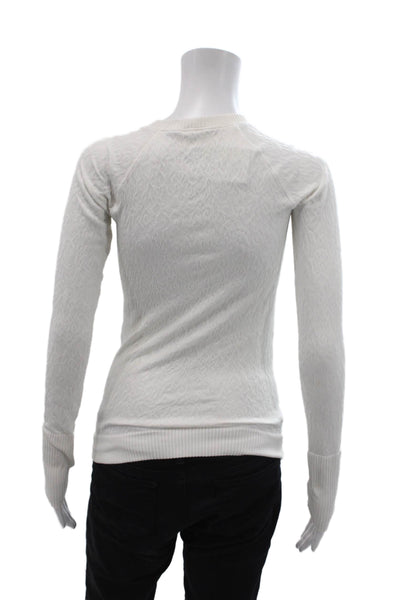 Lululemon Womens Crew Neck Long Sleeve Casual Athletic Top White Size S