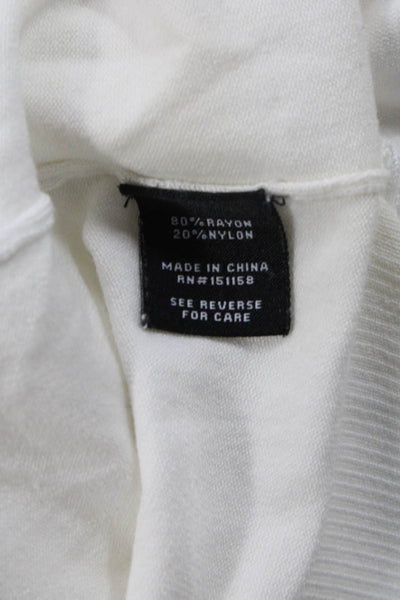 525 America Womens V-Neck Long Sleeve Casual Top Solid White Size XS