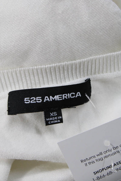 525 America Womens V-Neck Long Sleeve Casual Top Solid White Size XS