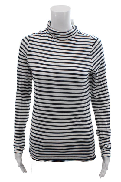 Rag & Bone Womens Cotton Long Sleeve Striped Print Turtleneck Top White Size S