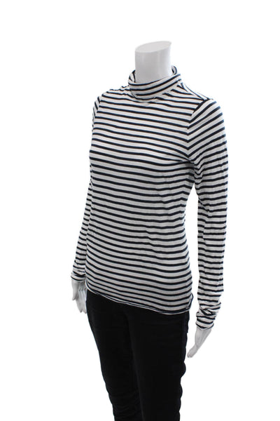 Rag & Bone Womens Cotton Long Sleeve Striped Print Turtleneck Top White Size S