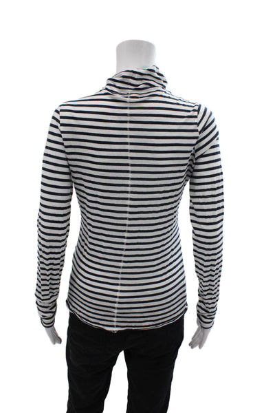 Rag & Bone Womens Cotton Long Sleeve Striped Print Turtleneck Top White Size S