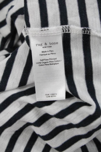 Rag & Bone Womens Cotton Long Sleeve Striped Print Turtleneck Top White Size S