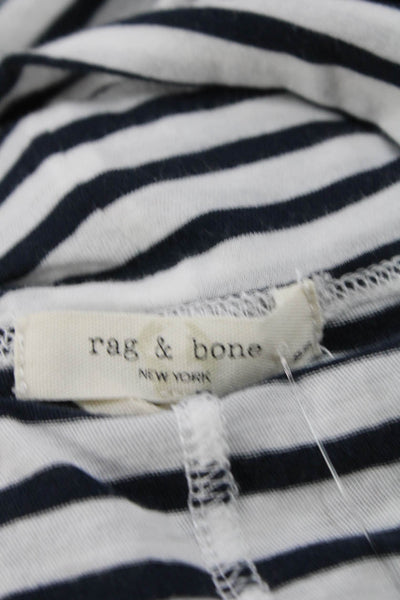 Rag & Bone Womens Cotton Long Sleeve Striped Print Turtleneck Top White Size S