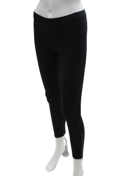 David Lerner Womens Elastic Waist Zippered Ankle Detail Leggings Black Size S